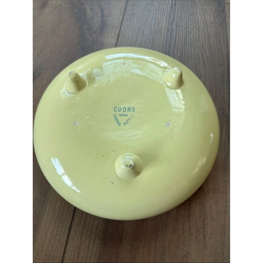 Vintage Coors 1930 Butter Goldenrod Yellow Ceramic Round Footed Bowl MCM Granny